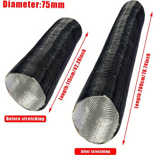 TEMU 1pc 25mm 42mm 60mm 75mm 90mm Diameter Air Parking Heater Duct Pipe Tube Hose For Eberspacher Car Camper