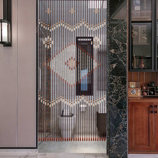 TEMU 1pc 90x190cm Wooden Bamboo Beaded Door Curtain Blind Fly Insects Screen Room Divider