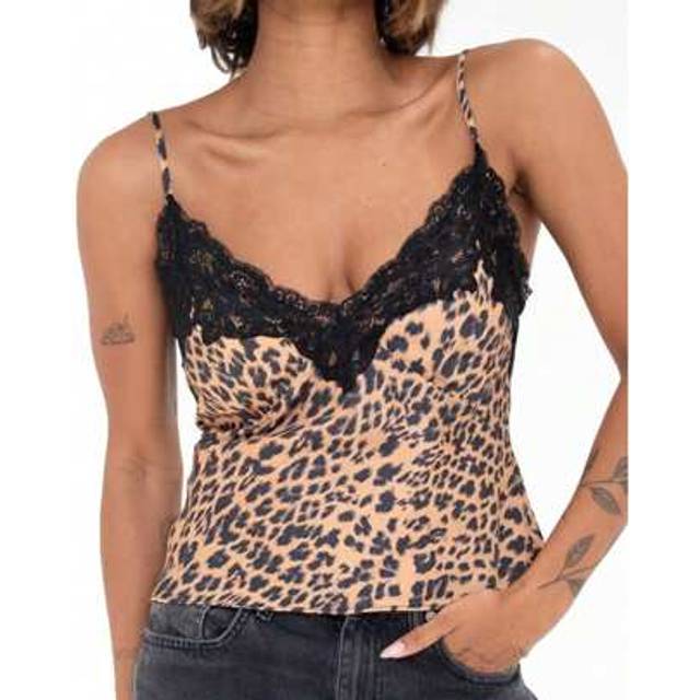SHEIN Women Summer Camisole Casual Lace Trim Vest Leopard Print Spaghetti Straps Cami Tank Tops Sleeveless T Shirt Y2k Slim Fit Crop Tops For Club Streetwea