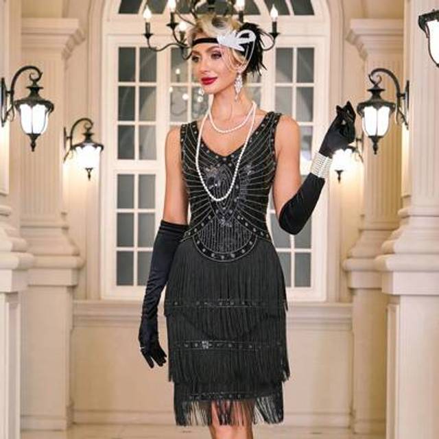 SHEIN 1920s Flapper Dresses For Women, Sleeveless Great Gatsby Dresses Roaring 20s Costumes Outfits For Women, Party Dress, For Cocktail