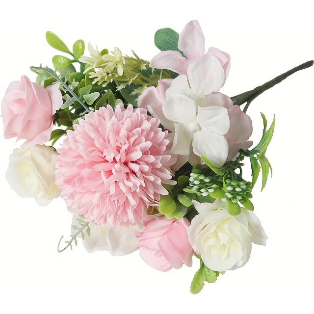 TEMU 1pc Uv-resistant Artificial Peony Bouquet - Realistic Touch Plastic Flowers In Vibrant Colors For Outdoor Garden & Home Decor, Ideal For Weddings, Engagements, And All Season Celebrations