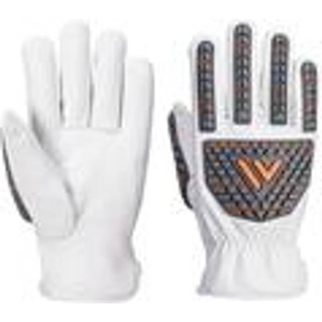 (10, White) Portwest Impact Split Leather Driving Gloves