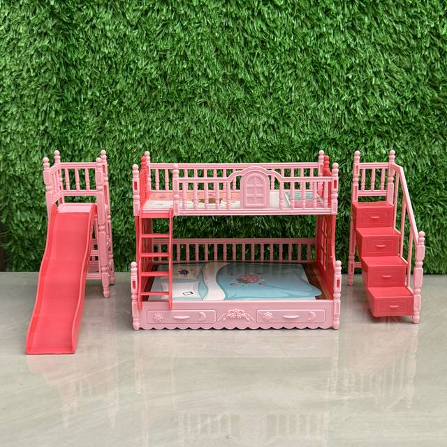 TEMU 1pc Dollhouse Mini Double Slide Bed Home Decor Play Princess Room, No Electricity Needed Graduation Season Gift