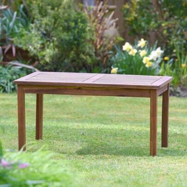 SHEIN Hardwood Outdoor Garden Sofa Table - Weather - Resistant Solid Wood Patio Coffee Table For Backyard