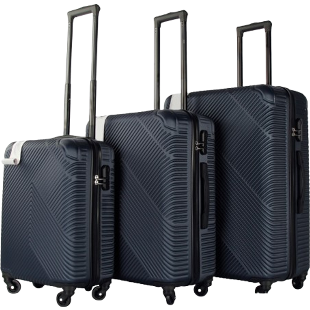 3 Piece Hard Shell Luggage Suitcase Set - Navy - 3 Pack