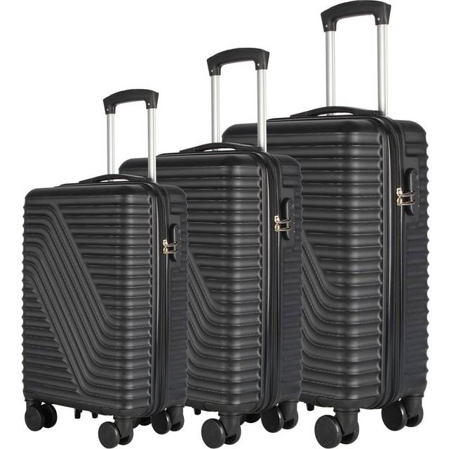3 Piece Hard Shell Luggage Suitcase Set - Black - 3 Pack