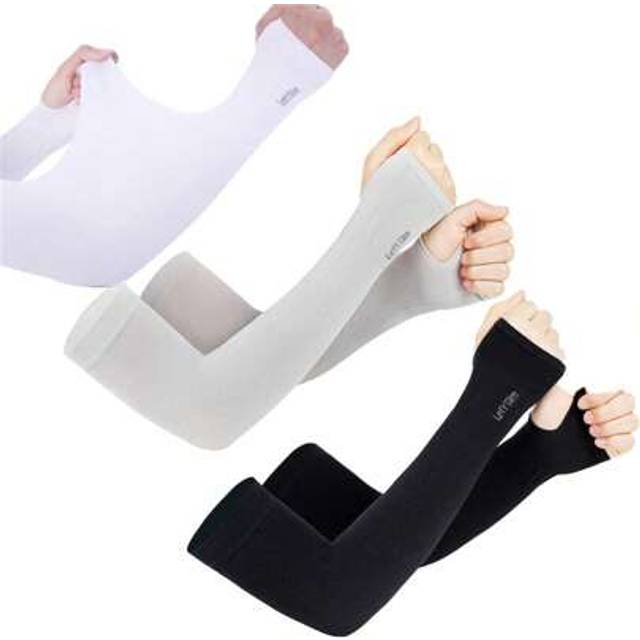 SHEIN 3 Pairs Summer Ice Silk Long Sleeves Anti-Sunburn Arm Cover Boy Girl Cooling Ice Arm Sleeves For Kids 10-16 Years Summer Sports Sun Protection Long Ar