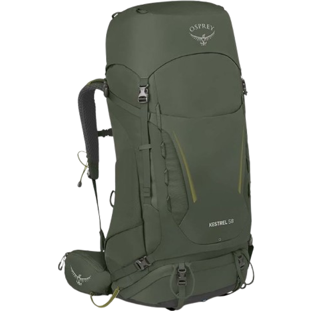 Osprey Kestrel 58 Adventure Trekking Pack, L/XL-58L Bonsai Green - 58L | L/XL