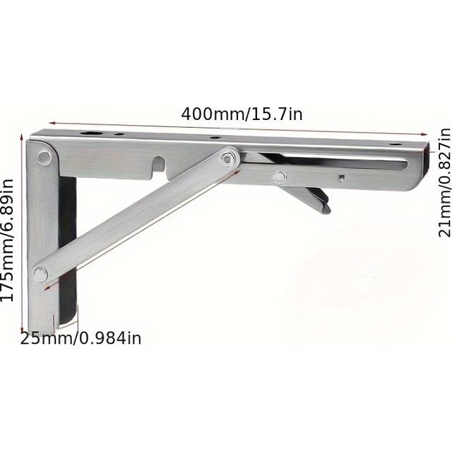 TEMU 2pcs Heavy Duty Stainless Steel Folding Bracket Bracket - Bracket Wall-mounted Load-bearing Shelf Plate Movable Wall Storage Rack Bracket Stainless Steel Triangle Bracket