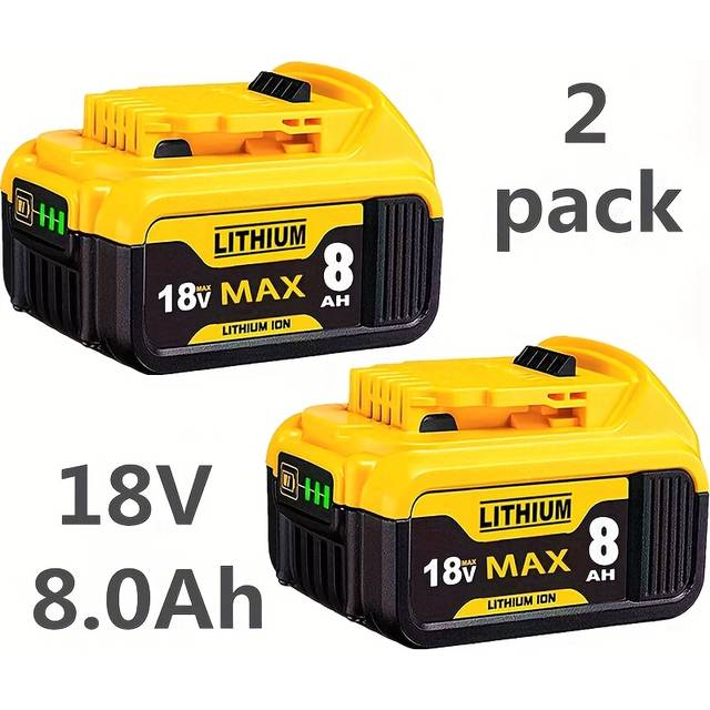 TEMU 2-pack 8.0ah Equivalent Lithium Ion Batteries For 20v , Compatible With Dcb208, Dcb207, Dcb206, Dcb204, Dcb203, Dcb201, Dcb200 - Fits All 20v Power Tools And Original