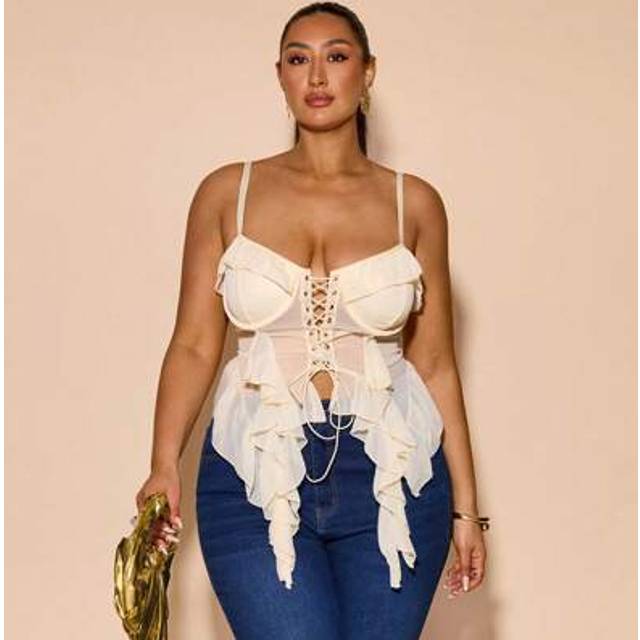 SHEIN Plus Size Women&#39;s Ruffle Chiffon Spaghetti Strap Camisole Tank Top, Suitable For Beach, Resort, Music Festival, Sexy,4th Of July Curve,Beach Outfits F