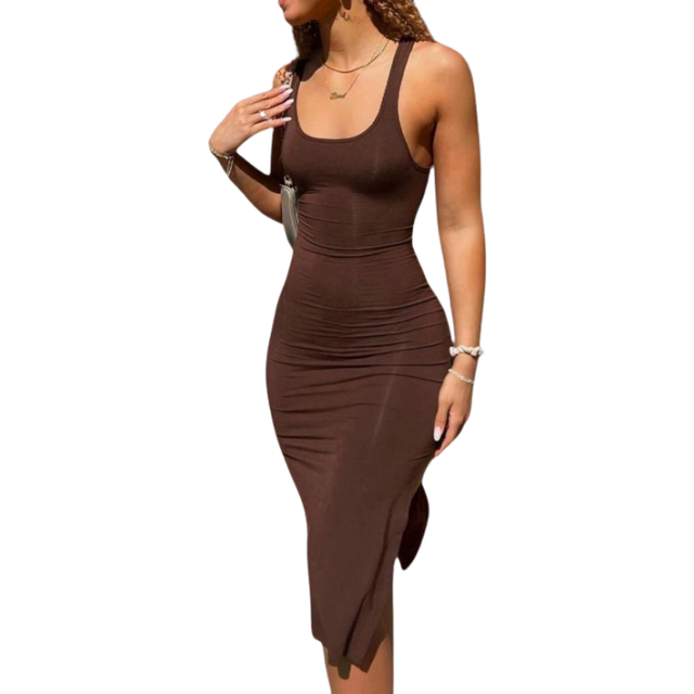 Zyxie Summer Casual Solid Color Backless Sleeveless Bodycon Dress