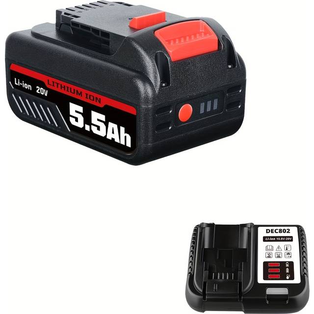 TEMU 1pc 20v 5500mah High-capacity Lithium-ion Battery For - Compatible With Dcb200, Dcb203, Dcb204, Dcb206, Del1810 & More - Includes Dcb112 Charger, & Reliable Performance