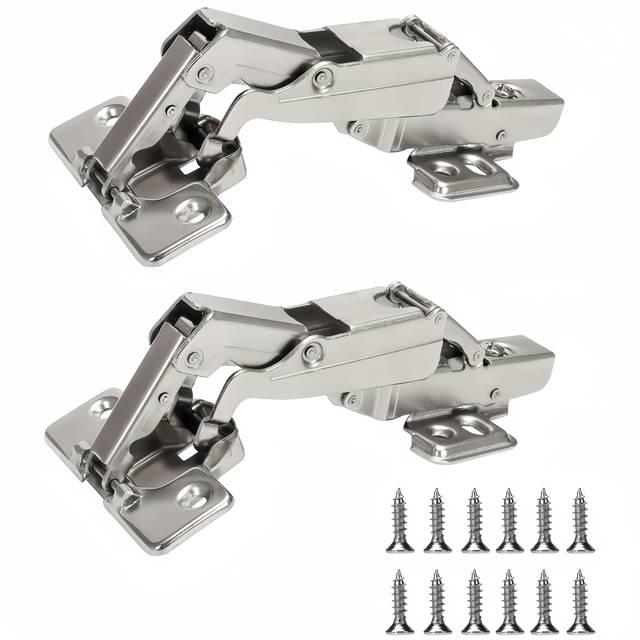 TEMU 2pcs 165° Concealed Soft Close Cabinet Hinges - Heavy-duty Metal Hydraulic Hinges For Lazy Susan Cabinets, Kitchen & Folding Doors, Surface Mount With Screws & Spacers, Hinges For Cabinets