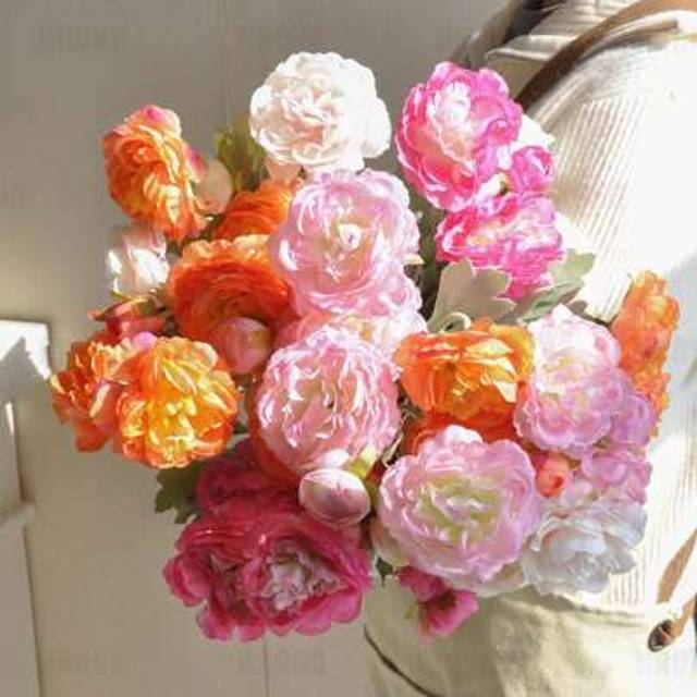 SHEIN 1PC/2PCS/4PCS/10PCS 18.9Inch Artificial Austin Rose Peony Artificial Flower Long Stem Suitable For Home Vase Office Wedding Engagement Flower Arrangem