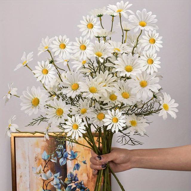 TEMU 4-pack Of 21.2in/53cm Artificial Daisy Bouquets - Home Decor, Weddings, And Parties!
