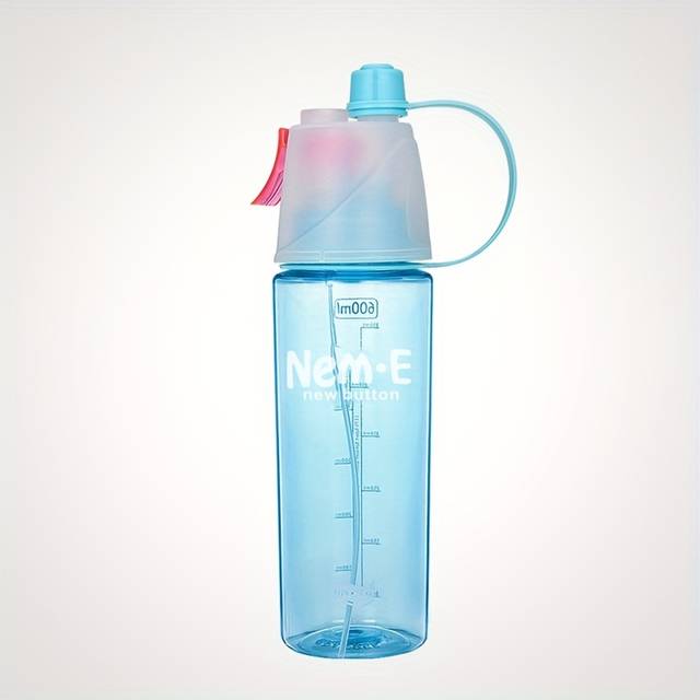 TEMU 600ml Neme Leak-proof Spray Water Bottle - Portable, Ppsu Sports Cup With Straw & Handle For Outdoor Activities, Fitness, Camping & Hiking - , Transparent With Time Marker, Sports Water Bottle