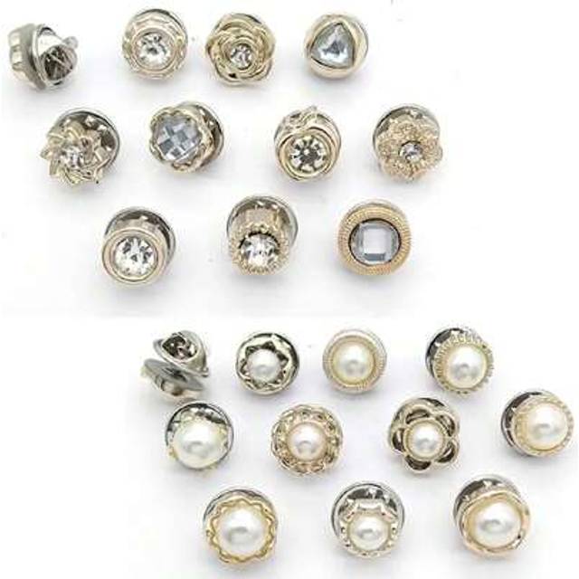 SHEIN 20pcs Button Pins For Clothing And Dress, Prevent Exposure, Waist Adjustment, Tummy Control, Faux Pearl Brooch For Clothes, Sew-Free Buttons