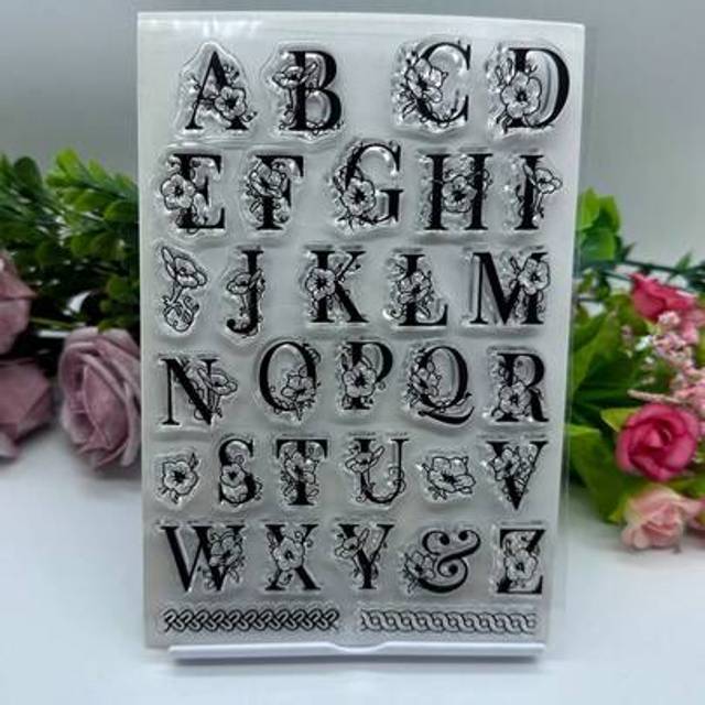 SHEIN 1 Transparent Rubber Stamp Retro Rubber Transparent Card Letter Pattern Making Stamp DIY Scrapbook Photo Magazine Album Decoration Monthly Stamp