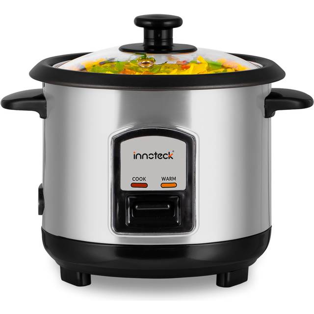 TEMU Innoteck Kitchen Pro Stainless Steel Rice Cooker - Removable Bowl - Cook & Warm Function With Indicator Light - Automatic Cooking - Electric Cooker With Measuring Cup & Spatula - 0.8l - 350w