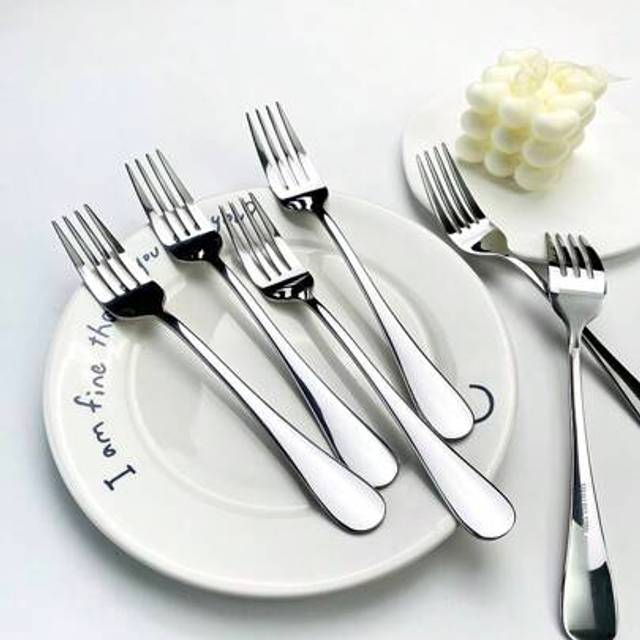 SHEIN Set Of 6 Stainless Steel Mirror-Polished Dinner Forks Christmas Gift,School Supplies