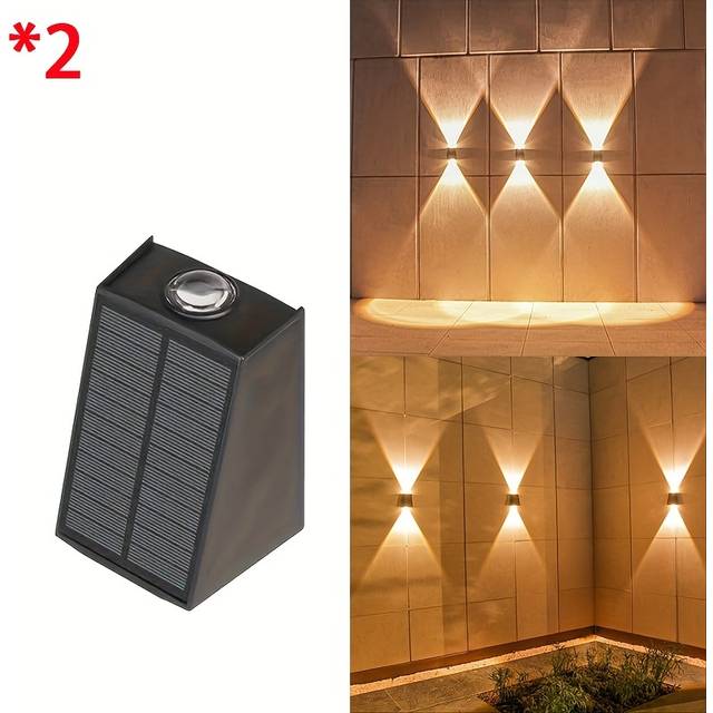 TEMU 2pcs,bright Solar-powered Wall Sconce, High-lumen Led Outdoor Light For Garden, Yard, Porch & Garage -garden Decoration