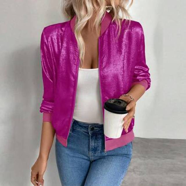 SHEIN Keke Bloomly Women&#39;s New Autumn Lightweight Long Sleeve Zipper Casual Hot Leopard Print Baseball Style Fashion Jacket