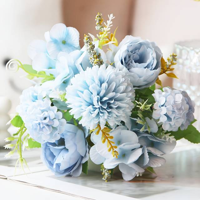 TEMU Vibrant 7-head Artificial Peony Bouquet - Home Decor, Weddings, Picnics & More - No Battery Needed, Fabric