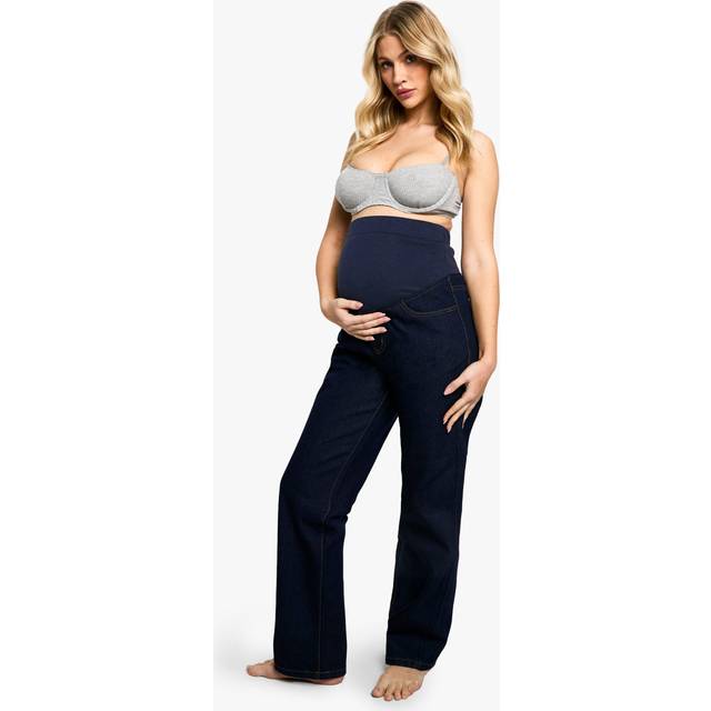 Womens Maternity Over The Bump Mom Jeans - Blue - 16