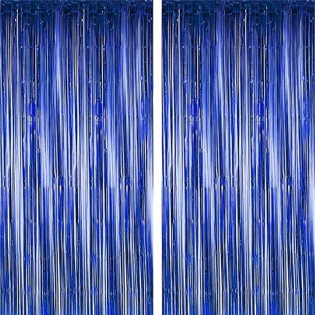 SHEIN 2-Piece Metallic Foil Fringe Curtain Wedding Photo Booth Backdrop, Large & Small Square, Background Suitable For Birthday, Wedding Season, Party, Grad