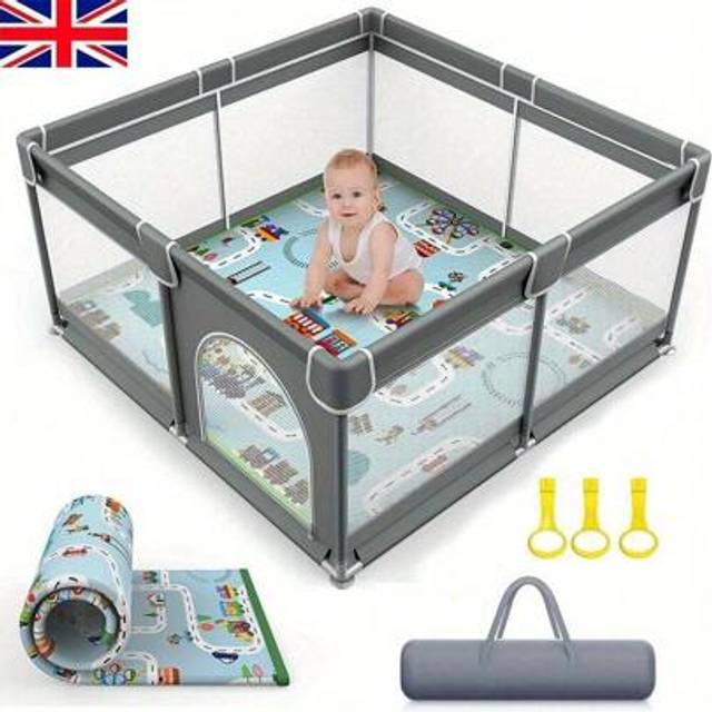 SHEIN Baby Playpen With Mat Activity Centre Indoor Outdoor Baby Fence Toddlers Babies