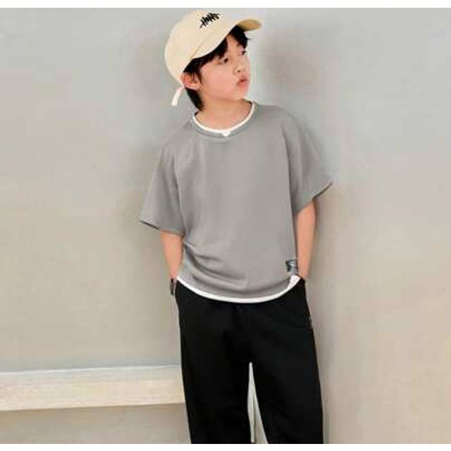 SHEIN Tween Boys 2 Pieces Collared T-Shirt & Pants Set, Casual Layered Look Outfit