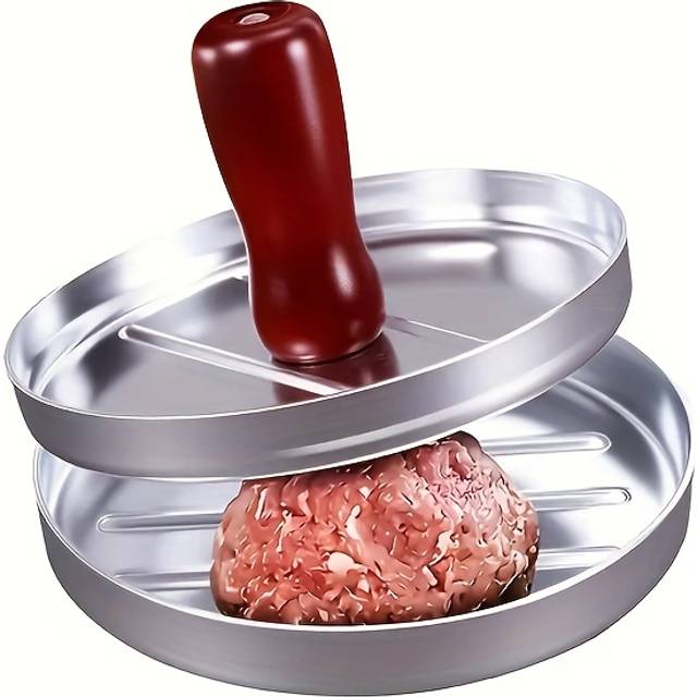 TEMU Manual Hamburger Patty Press - Mold For -made Patties, | Food-safe Kitchen Tool For Breakfast & Evening Meals, Burger Making Aid | Sturdy Handle Press, Hamburger Patty Maker