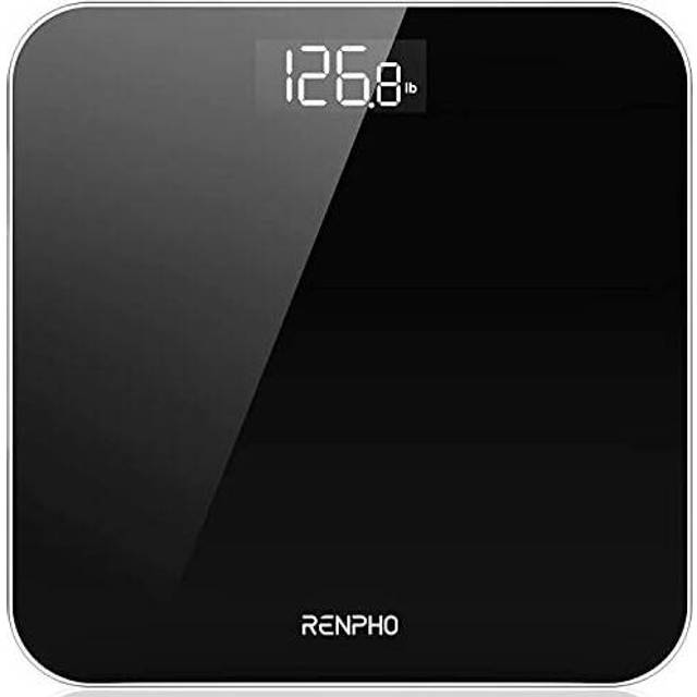 RENPHO Digital Bathroom Scales Body Weight Weighing Electronic High Precision Sensors Accurate Weight Machine People LED Display StepOn Black Core 1S