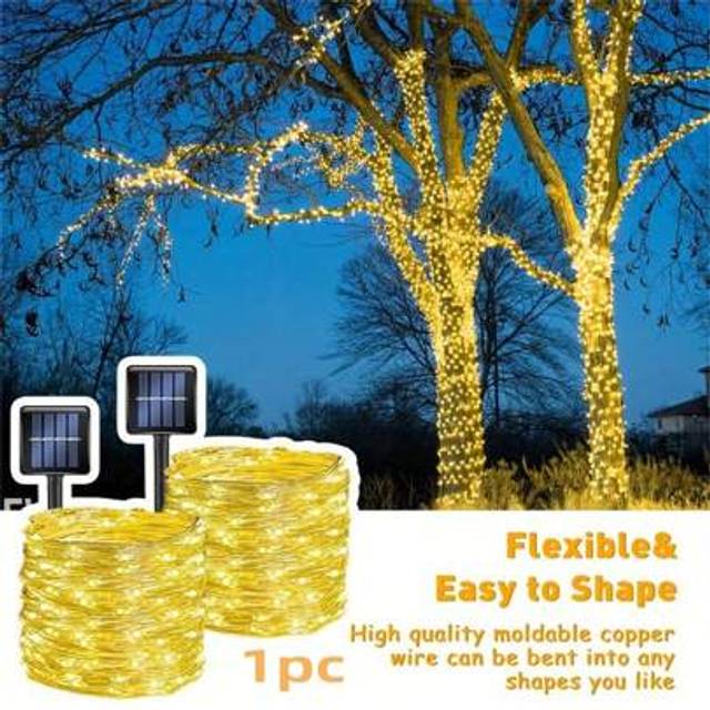 SHEIN 1pc Solar Outdoor Lights, Copper Wire 8 Modes Solar Fairy Tale Lights Garden Yard Tree Christmas Party Wedding
