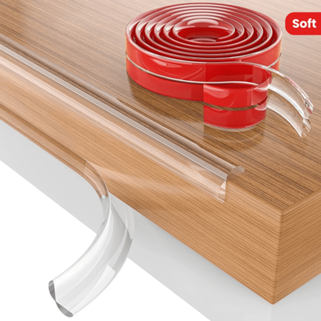 SHEIN Baby Safety 2m Edge Protector Strip: Thickened Silicone Soft Corner Protectors With Pre-Taped Strong Adhesive To Shield Sharp Corners Of Cabinets, Tab