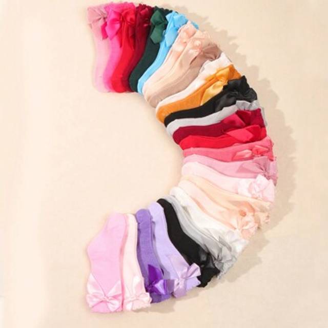 SHEIN 10 Pairs Baby/Toddler Assorted Solid Color Knee High Socks With Bow, Suitable For Fall/Winter