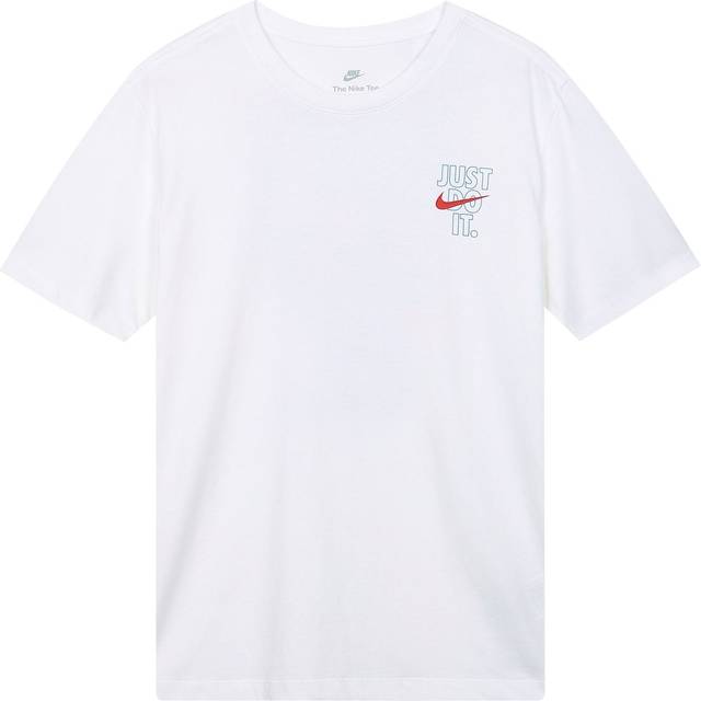 Nike Sport Casual Letter Print Round Neck Short Sleeve T-Shirt Men Tops White DX0322-100 M