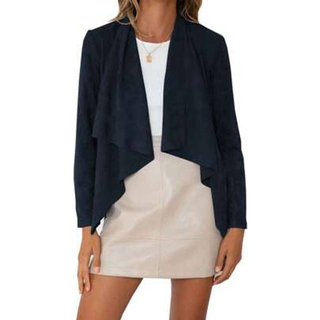 SHEIN Women Casual Jacket, Imitation Deerskin Velvet With Irregular Tailoring Solid Color Ruffle Spring Clothing