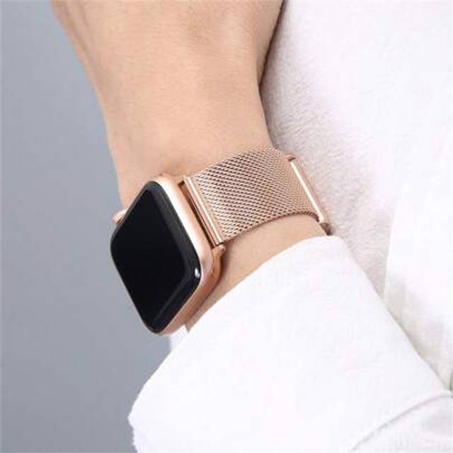 SHEIN 1 Piece Smart Watch Band, Luxury Rose Gold Stainless Steel Band Compatible With Apple Watch Series 9 Series10 Ultra/Se/9/8/7/6/5/4/3/2/1 Fashion Textu