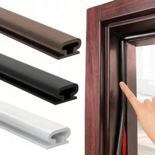SHEIN 6M Roll 10*6mm TPE Windproof & Soundproof Self-Adhesive Door Seal Strip, Arched Luxury Solid Color Door Frame Seal, Trimmable & Easily Adhesive
