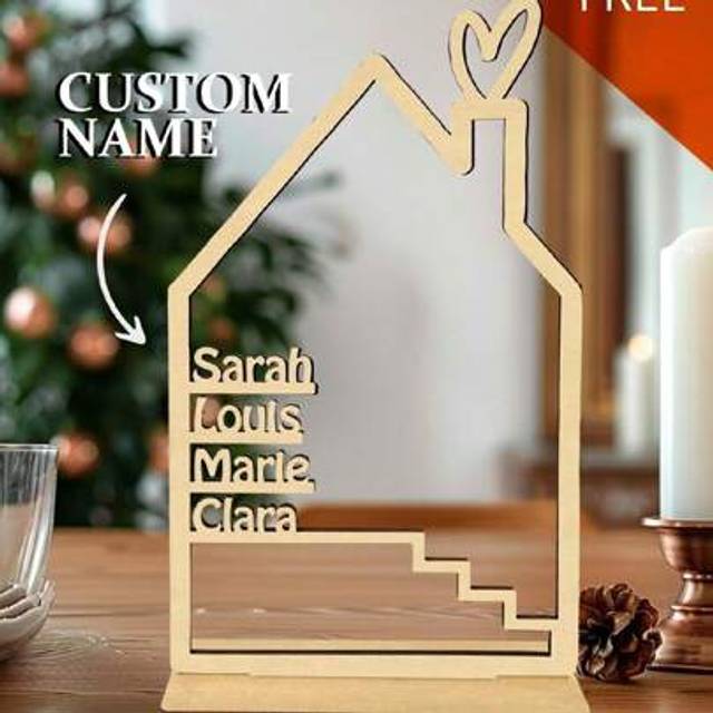 SHEIN 1pc Custom Family Names Sign, Personalized Home Decor, Custom Family Name Wood Sign, Personalized Family Names List Sign, Family Member Decor, House-S