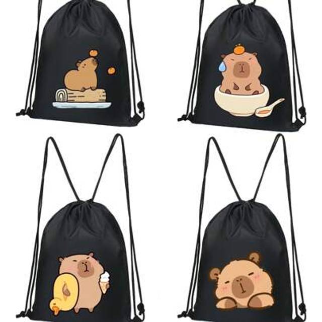 SHEIN 1PC New Capybara Japanese Backpack, Casual, Simple And Elegant, With Drawstring Cuffs And Adjustable Shoulder Straps, Suitable For School And Travel,