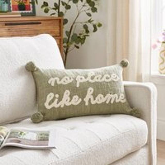 No Place Like Home Rectangle Cushion - Sage