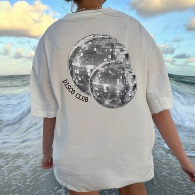 SHEIN A Casual Printed Round Neck Pullover Short Sleeved T-Shirt For Girls And Children In Summer - Sparkling, Cool, And Colorful Spherical T-Shirt Brings J