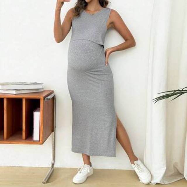 SHEIN Solid Color Long Maternity And Nursing Camisole