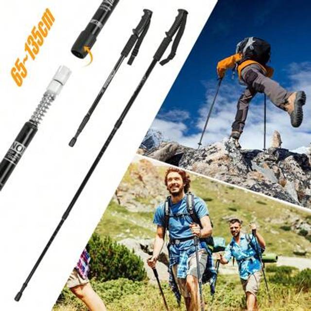 SHEIN 1Pair Of Aluminium Telescopic Antishock Trekking Walking Tool Poles Hiking Stick