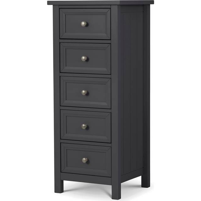 Julian Bowen Maine Anthracite 5 Drawer Tall Narrow Chest of Drawers
