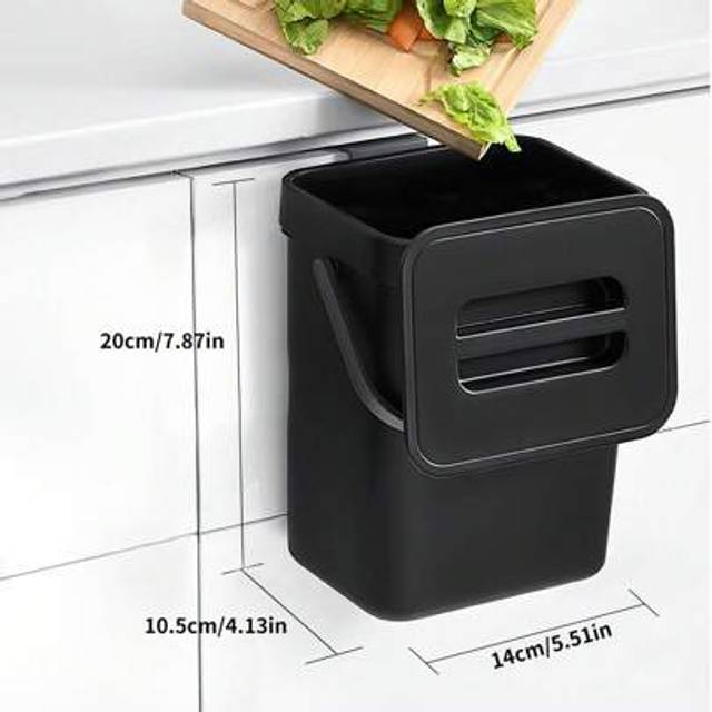 SHEIN 1pc Multi-Functional Trash Can, 3L/0.79 Gallon Hanging Trash Can, Convenient Kitchen Trash Can, 2-In-1 Wall Or Wall Hanging Trash Can, High Quality Co