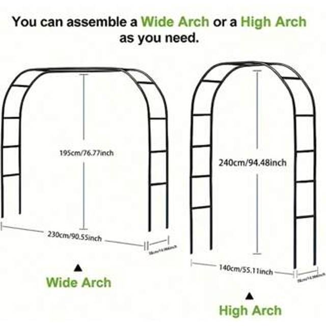 SHEIN 1pc Black Metal Garden Arch - Heavy Duty Steel Frame With Trellis Design, Ideal For Climbing Plants, Roses, Vegetables And Vines, Perfect Outdoor Deco